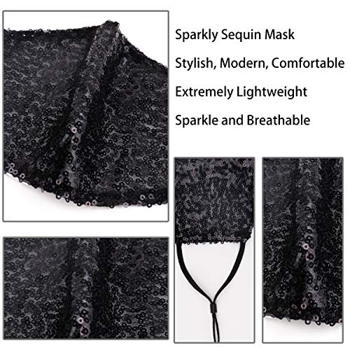 Sparkly Sequin Face Mask with Adjustable Ear Loops for Women, White Sparkly Sequin Face Mask with Adjustable Ear Loops for Women, White